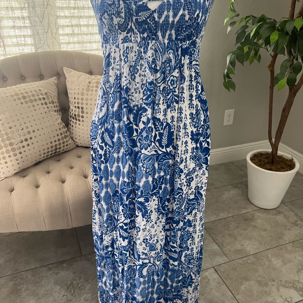 Raviya Blue and White Floral Maxi Dress